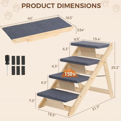 ZENY Convertible 2‑in‑1 Pet Ramp, Dog Stairs - Image 6