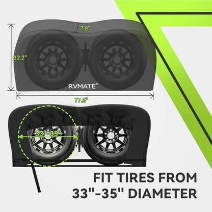 RVMATE RV Tire Covers, Dual Axle Wheel Cover Fits 33"-35" Dia. Tires, 2 Pack - Image 3