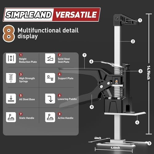 XClifes Labor Saving Arm Jack, 2 Pack Furniture Lifter Tool, Charcoal/Silver - Image 2