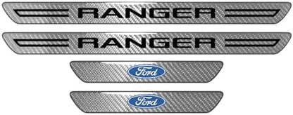 iPick Image for Ford Ranger Silver Real Carbon Fiber 4 Pcs Universal Door Sill - Image 2