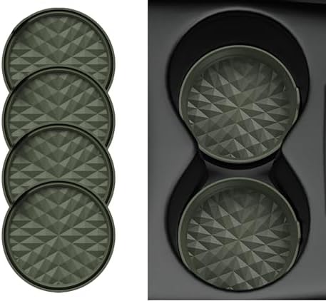 Silicone Car Coasters Set of 4, 3.15" Foldable Cup Holder Mats by Wingcases