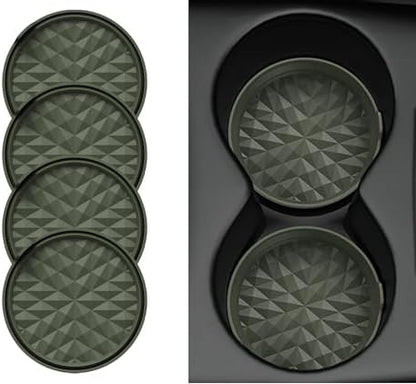 Silicone Car Coasters Set of 4, 3.15" Foldable Cup Holder Mats by Wingcases