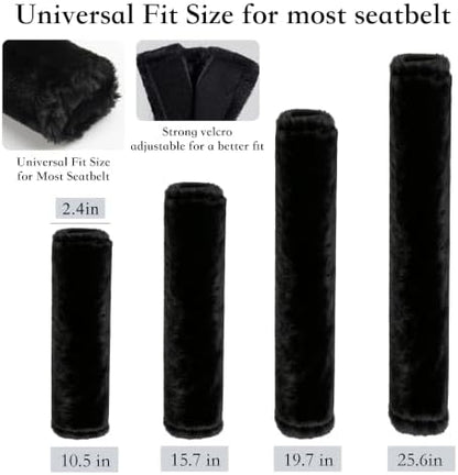 Amooca 19.7in Extra Long Furry Universal Car Seatbelt Cover Shoulder Pad - Image 4