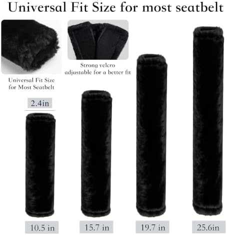 Amooca 25.6in Extra Long Furry Universal Car Seatbelt Cover Shoulder Pad - Image 2