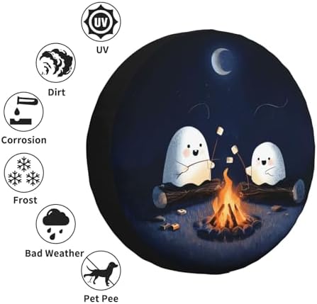 Ghost Roasting Marshmallows Spare Tire Cover Waterproof Wheel Cover 15 Inch - Image 6
