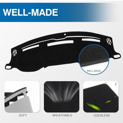 KUST Black Dash Cover for 2009-2018 Dodge Ram 1500 2500 3500 Non-Slip Dashboard - Image 4