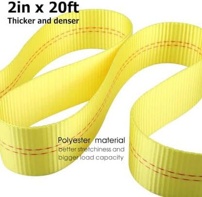 Recovery Tow Strap with Reinforced Loops 2inx20ft Heavy Duty 24, 000lb Break - Image 4