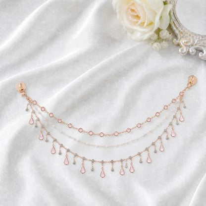 Triple Layer Water Drop Zircon Boho Rear View Mirror Charm Pink Car Hanging - Image 7