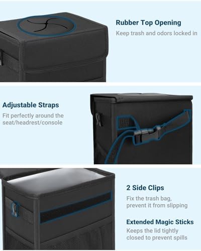Capolo Car Trash Can with Lid, Leakproof Car Garbage Can Car Trash Bag - Image 3