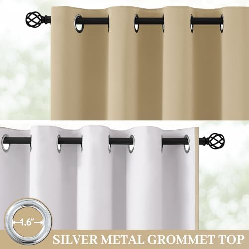 Yakamok Beige 100% Blackout Curtains 96 Inches Long - Image 2