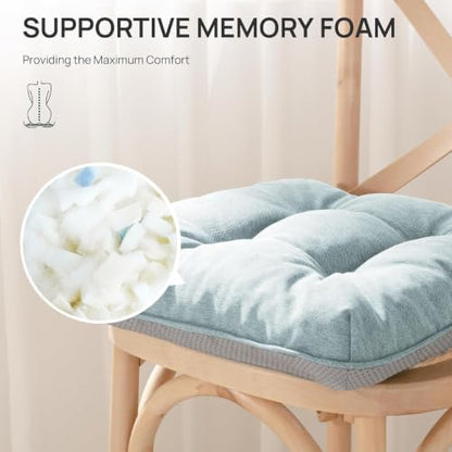 Love's cabin Memory Foam Chair Cushions Set of 4, 19 Inch, Light Blue - Image 3
