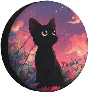 Black Cat Spare Tire Cover Waterproof Wheel Cover 15 Inch Universal Fit by Unknown