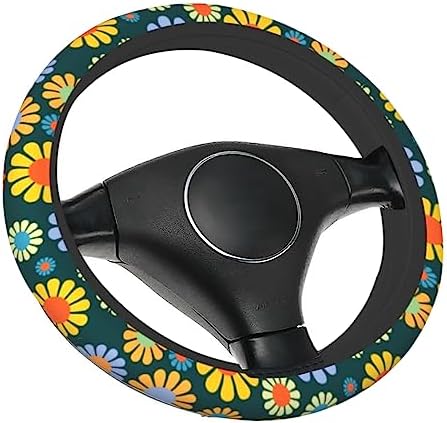 Hippie Flower Steering Wheel Cover, Anti-Slip 15 Inches Car Steering Wheel Cover - Image 7