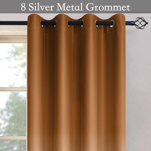 SimpleHome Burnt Orange to Grey White Ombre Room Darkening Curtains 96 Inch - Image 3