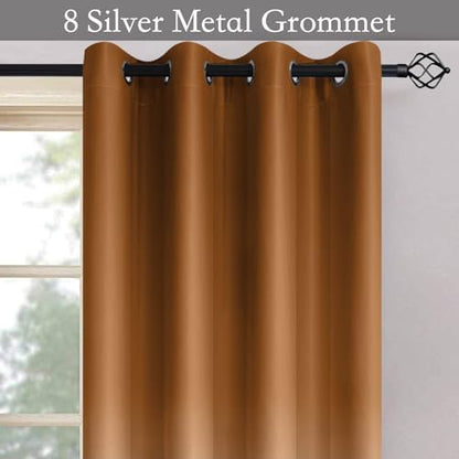 SimpleHome Burnt Orange to Grey White Ombre Room Darkening Curtains 96 Inch - Image 3