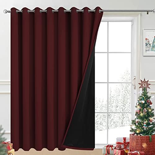 Yakamok Burgundy Red Blackout Patio Door Curtain Panels W100 x L84, 1 Panel by Yakamok