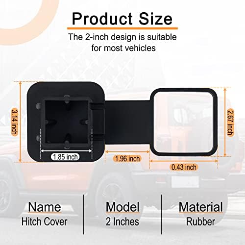 SINGARO Fits for 2-inch Hitch Cover, Trailer Hitch Cover Tube Plug Insert - Image 2