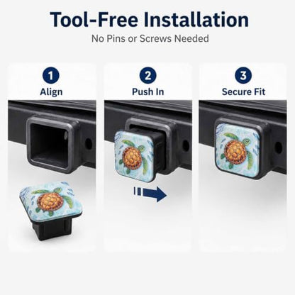 Sea Turtle and Fish Hitch Cover Receiver Tube Hitch Plug, Tool-Free Install Tow - Image 7