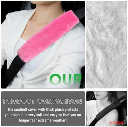 2 PCS Seat Belt Shoulder Pads, Soft Fluffy Plush Seat Belt Shoulder Strap Covers - Image 4