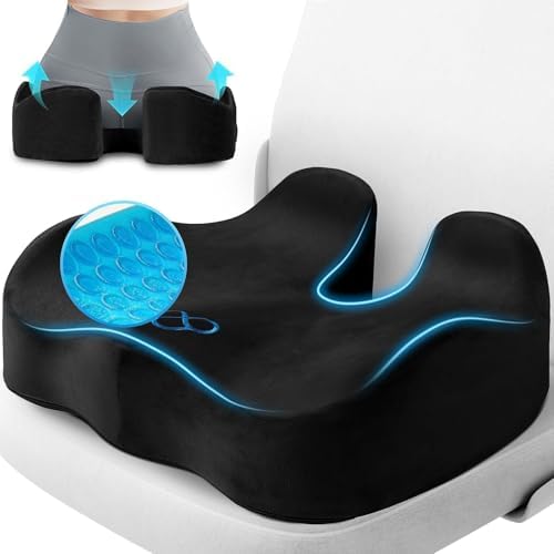CushyOasis Seat Cushion, Gel Memory Foam Office Chair Cushions by TushGuardSeatCushonsPillows