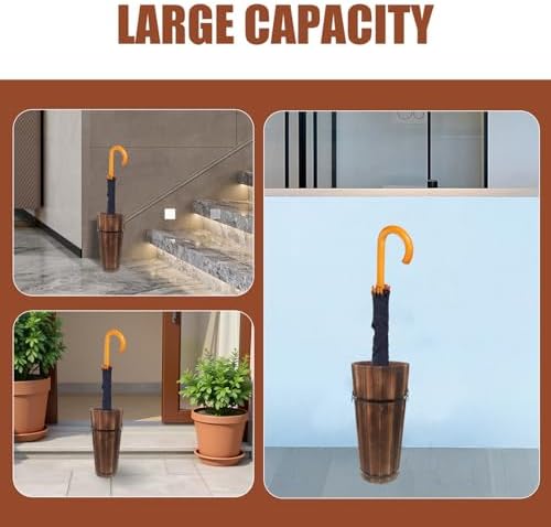 PRETYZOOM Wooden Umbrella Stand Umbrella Storage Stand - Image 4