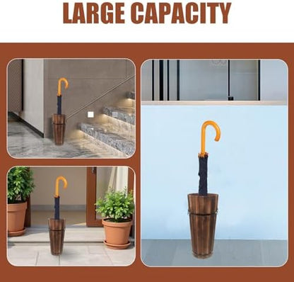PRETYZOOM Wooden Umbrella Stand Umbrella Storage Stand - Image 4
