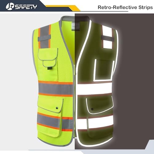 JKSafety Hi Vis Safety Vest for Men Women Cushioned Collar JK101 Yellow 2XL - Image 3