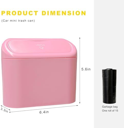 Car Trash Can Bin with Lid, Mini Portable Auto Garbage Can with 15Pcs Trash Bags - Image 2