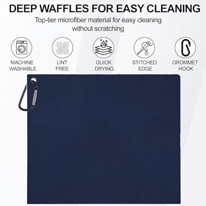 3 Pack 16" X 16" Golf Towels for Golf Bags, 3 Dark-Blue Colors - Image 7