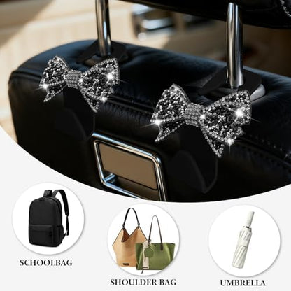 2PCS Car Seat Headrest Hooks, Car Bag Hooks, Cute Bow Knot Vehicle Seatback - Image 6