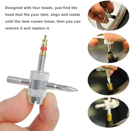 4-Way Valve Core Tool, 4-in-1 Valve Stem Removal Tool Car Tire Repair Wrench - Image 5