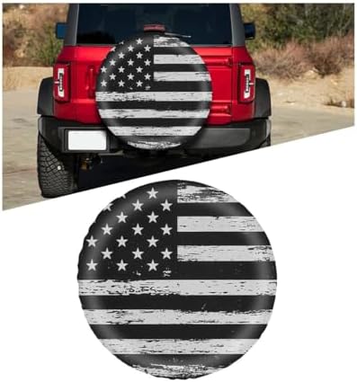 Car Spare Tire Cover, 14Inch Dustproof Waterproof American USA Flag Vehicle by TNAIYH
