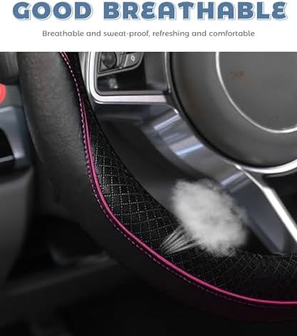 Steering Wheel Cover, Car Accessories 14.5-15 Inch Leather Steering Wheel Cover - Image 4