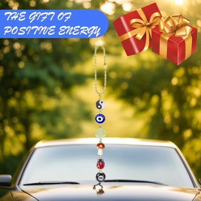 Evil Eye Car Hanging Charm, Rear View Mirror Accessories, Boho Mushroom Decor - Image 6