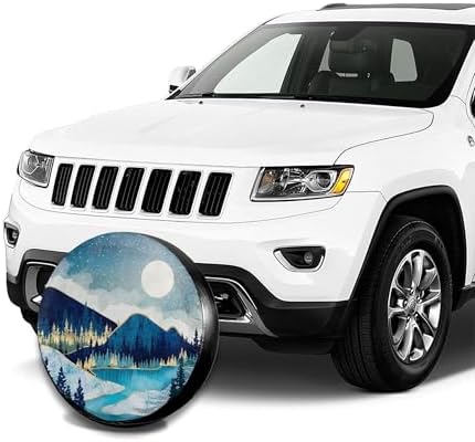 Blue Gold Spare Tire Cover Mountain Tree Star Wheel Cover 14 Inch - Image 4
