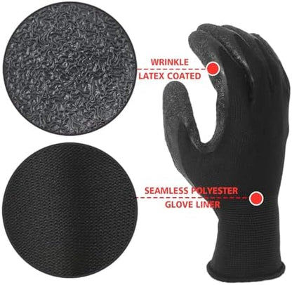 Evridwear Crinkle Latex Rubber Hand Coated Safety Work Gloves - Image 2
