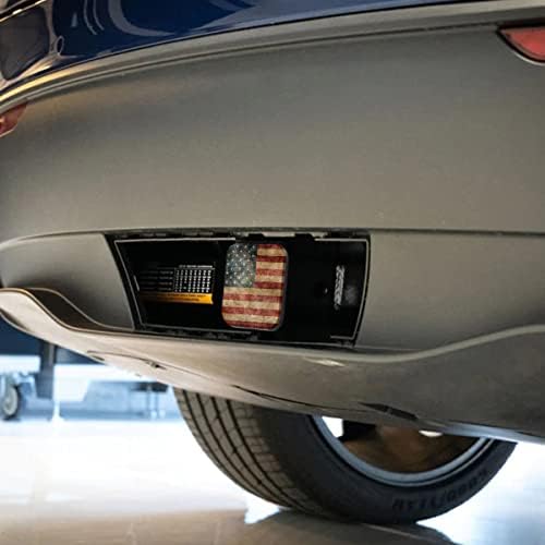 Swono American Flag Trailer Hitch Tube Cover Plug Cap, Grunge Vintage USA Flag - Image 4