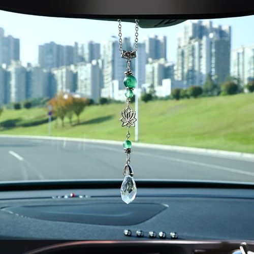 Car Rear View Mirror Accessories Hanging Ornament, Lotus Rearview Decor Charm - Image 2