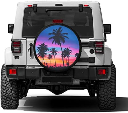Palm Trees Multicolor Sunset Spare Tire Cover Dust-Proof Wheel Tire Cover Fit - Image 2