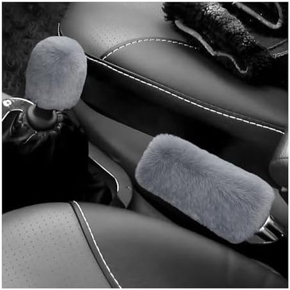 2PCS Fluffy Car Gear Shift Knob & Handbrake Cover, Comfortable Plush Shifter by XJVSS