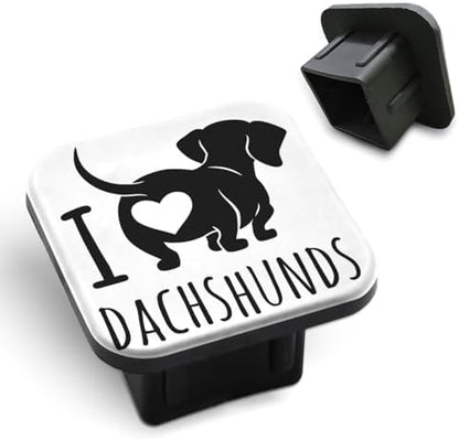 Dachshund Dog Trailer Hitch Cover I Love Dachshunds Words Cute Pet Love Heart by Unknown