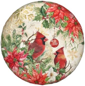 Winter Red Bird Spare Tire Cover 15 Inch Christma Holly Red Poinsettias - Image 2