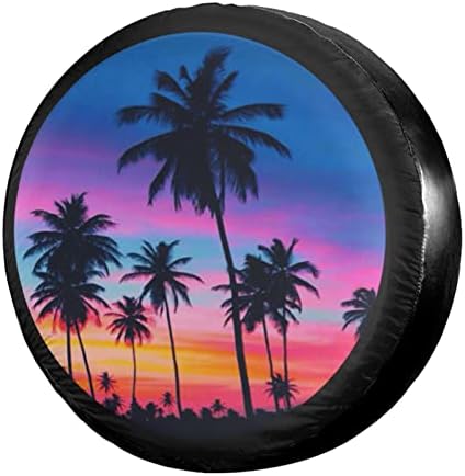 Palm Trees Multicolor Sunset Spare Tire Cover Dust-Proof Wheel Tire Cover Fit by Foruidea