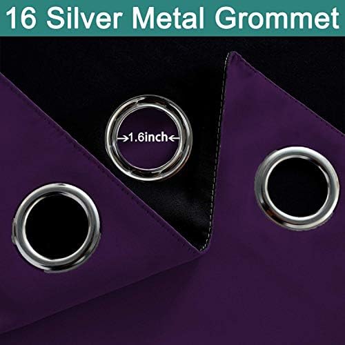 Yakamok Purple 100% Blackout Patio Door Curtain Panels W100 x L84, 1 Panel - Image 6