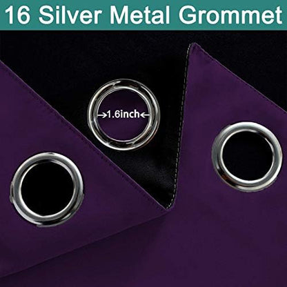 Yakamok Purple 100% Blackout Patio Door Curtain Panels W100 x L84, 1 Panel - Image 6