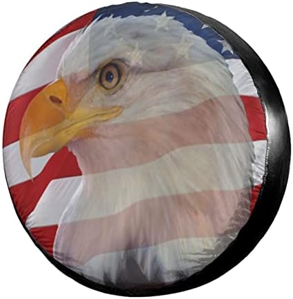 Delerain Bald Eagle American Flag Spare Tire Covers by Delerain