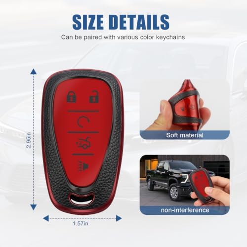 for Chevy Key Fob Cover, 5 Buttons TPU Leather Texture Key Cover - Image 5