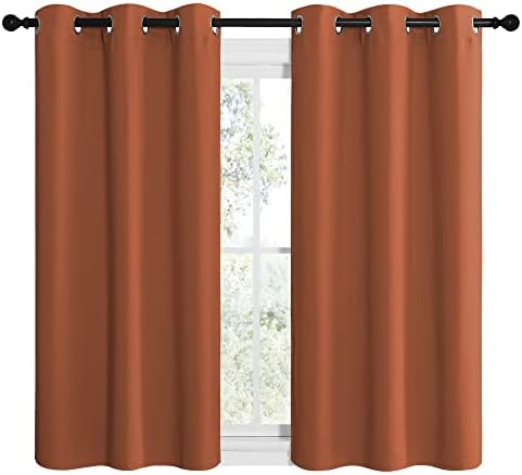 NICETOWN Bedroom Halloween Curtains 48 inches Long, Burnt Orange Privacy and - Image 2
