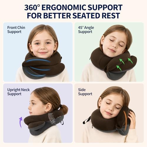 BUYUE Kids Travel Pillows for Airplane, Memory Foam 360° Head Support Sleeping - Image 2