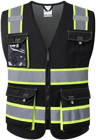 JKSafety Safety Vest for Men Women Hi Vis Reflective Vest JK220 Black L by JKSafety